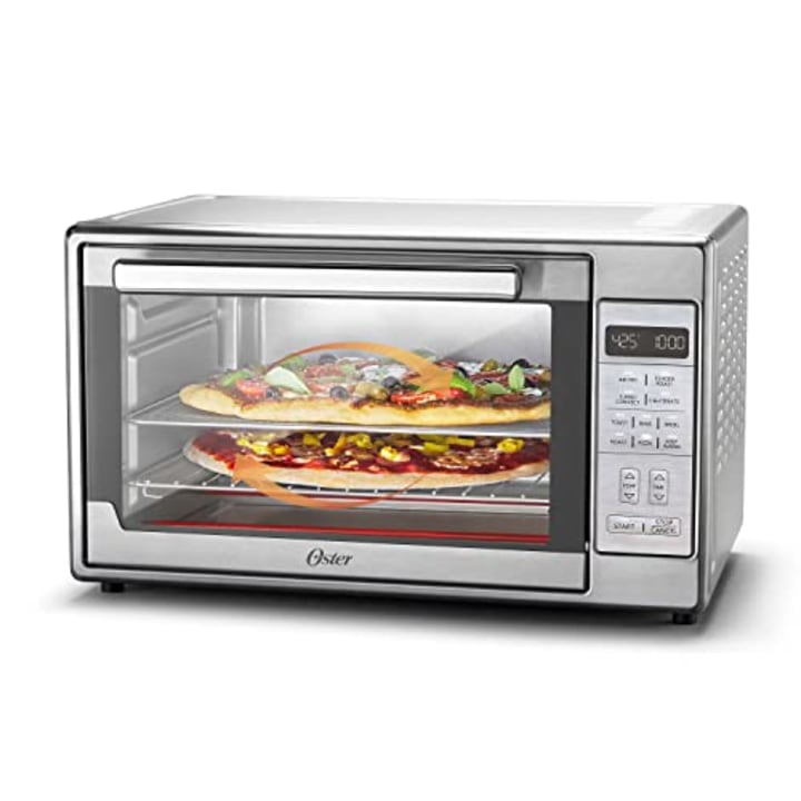 Oster Air Fryer Oven, 10-in-1 Countertop Toaster Oven Air Fryer Combo, 10.5&quot; x 13&quot; Fits 2 Large Pizzas, Stainless Steel