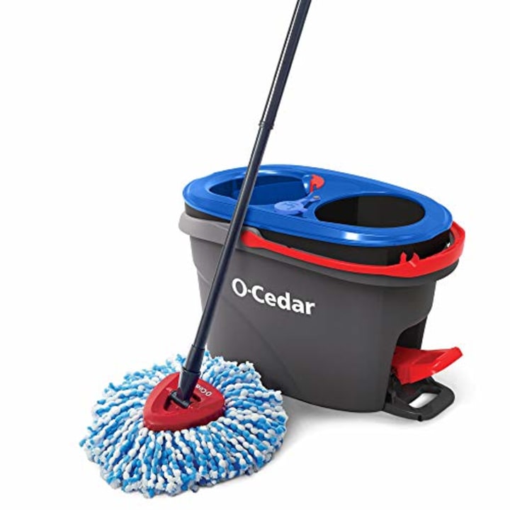 O-Cedar EasyWring RinseClean Microfiber Spin Mop &amp; Bucket Floor Cleaning System, Grey