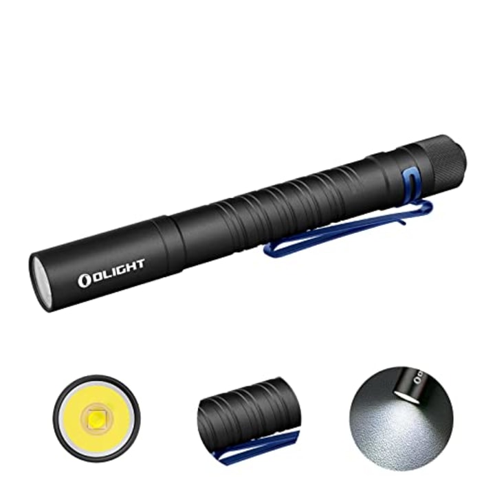 OLIGHT I5T Plus 550 Lumens EDC Flashlight, Portable Tail-Switch Pocket Flashlights, Powered by 2 AA Batteries Slim Light with Clip for Everyday Carry (Cool White Light: 5700~6700K)