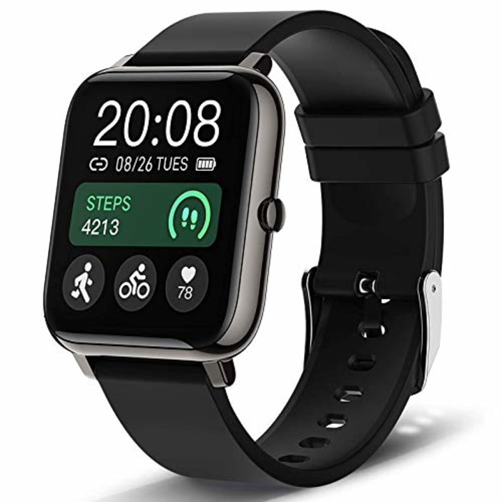 Popglory Smart Watch, Smartwatch with Blood Pressure, Blood Oxygen Monitor, Fitness Tracker with Heart Rate Monitor, Full Touch Fitness Watch for Android &amp; iOS for Men Women