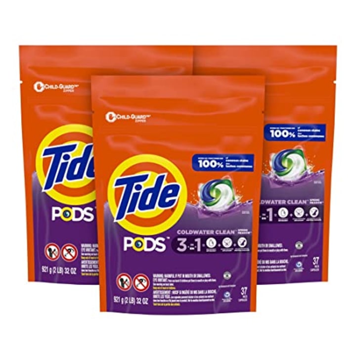 Tide PODS Laundry Detergent Soap Pods, Spring Meadow, 3 Bag Value Pack, 111 Count, HE Compatible