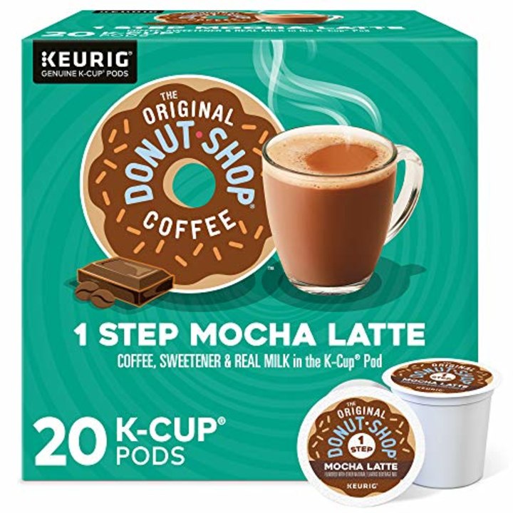 The Original Donut Shop Mocha Latte, Single-Serve Keurig K-Cup Pods, Flavored Coffee Pods, 20 Count