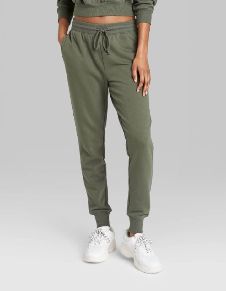 High-Rise Slim Fit French Terry Jogger Pants