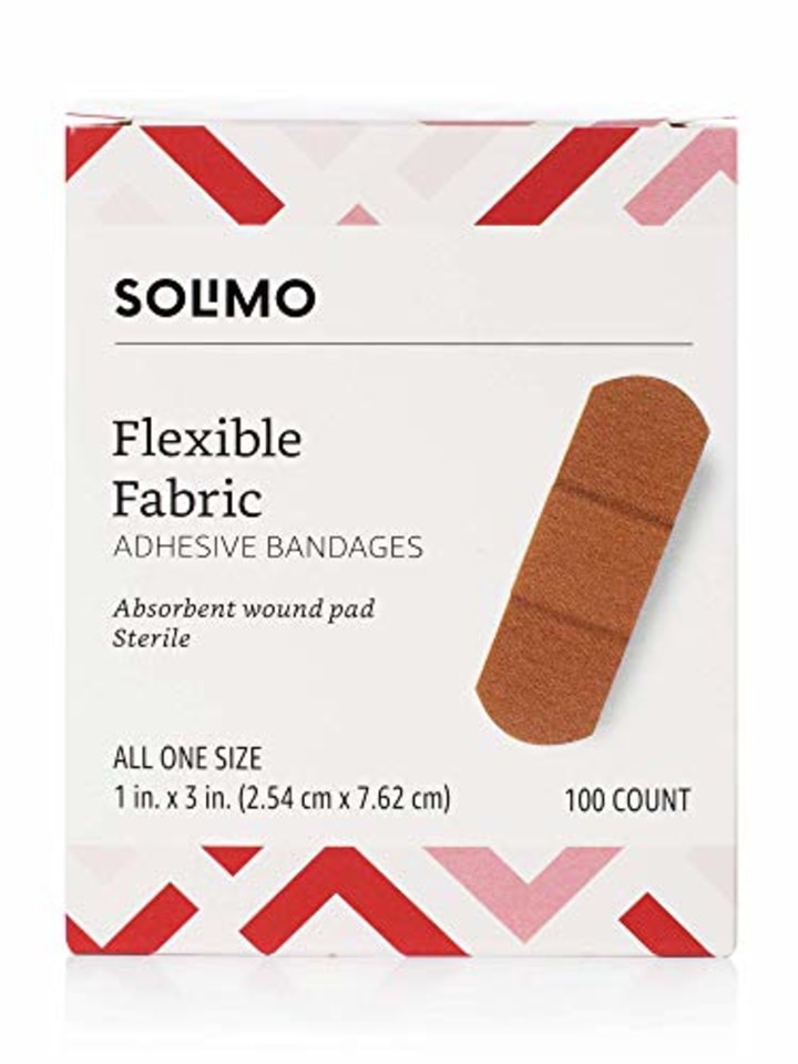 Amazon Brand - Solimo Flexible Fabric Adhesive Bandages, One Size, 100 Count