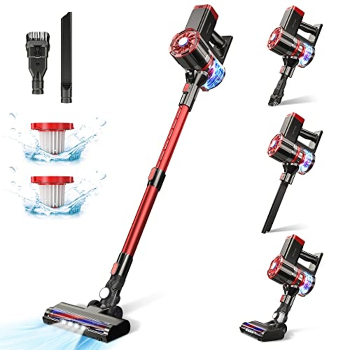 Cordless Vacuum Cleaner, 180W Powerful Suction Stick Vacuum with 35 min Long Runtime Detachable Battery, 4 in 1 Lightweight Quiet Vacuum Cleaner Perfect for Hardwood Floor Pet Hair