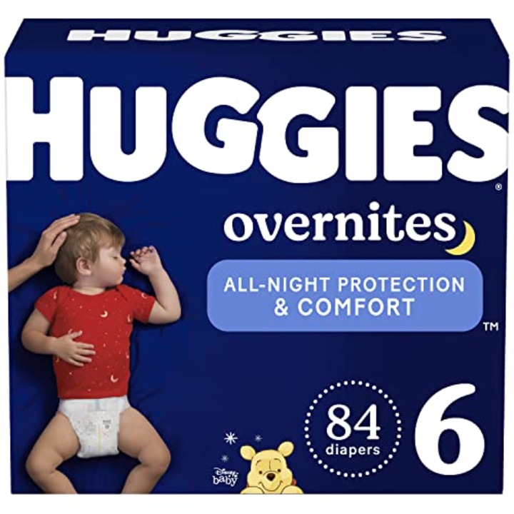 Overnight Diapers Size 6 (35+ lbs), 84 Ct, Huggies Overnites Nighttime Baby Diapers