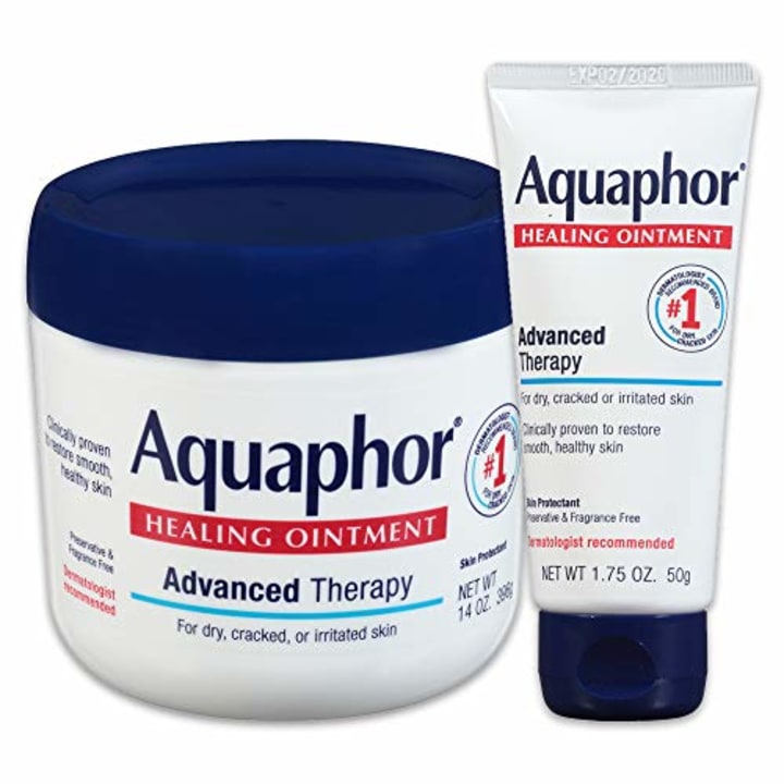 Aquaphor Healing Ointment - Variety Pack, Moisturizing Skin Protectant For Dry Cracked Hands, Heels and Elbows - 14 oz. jar + 1.75 oz. tube