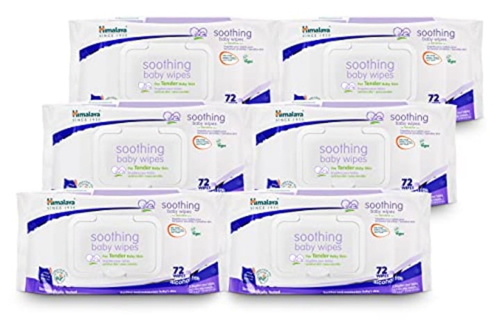 Himalaya Soothing Baby Calming Wipes for Soft, Clean, and Sensitive Skin, 72 wipes, 6 pack
