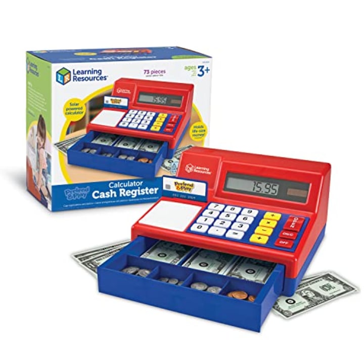 Learning Resources Pretend &amp; Play Calculator Cash Register - 73 Pieces, Ages 3+ Develops Early Math Skills, Play Cash Register for Kids, Toy Cash Register, Play Money for Kids