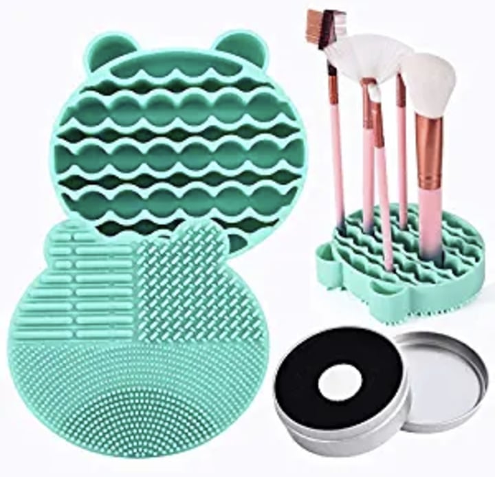 Silicon Makeup Brush Cleaning Mat and Holder