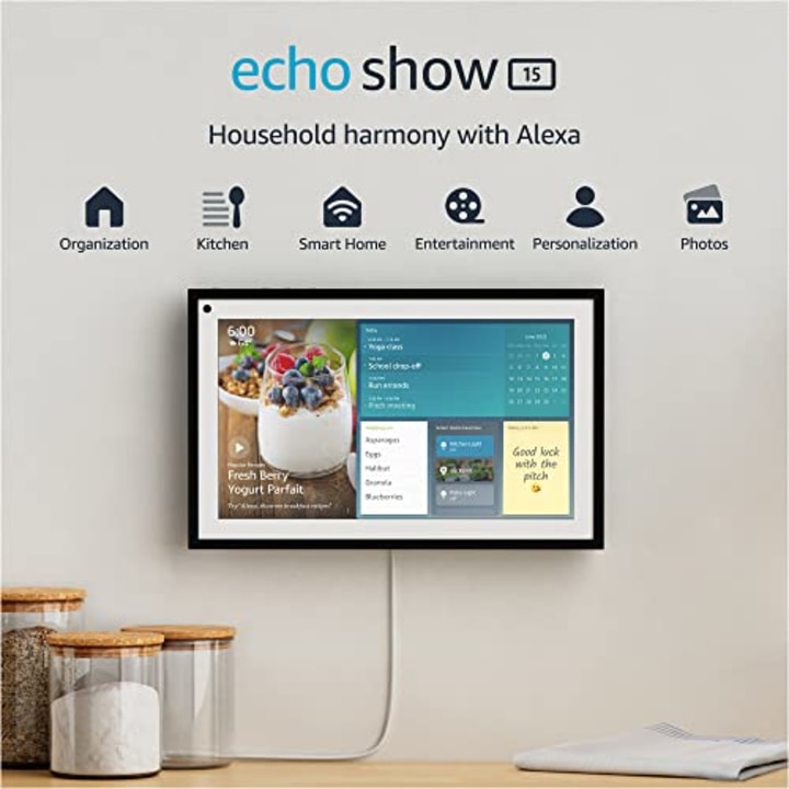 Echo Show 15, Full HD 15.6&quot; smart display for family organization with Alexa