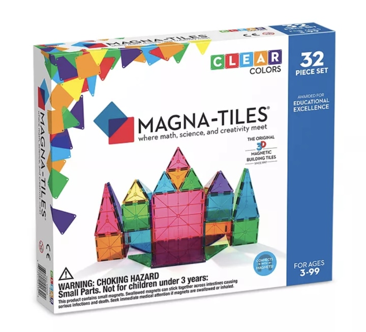 Magna-tiles 32 Pc. Clear Colors Magnetic Tiles Set