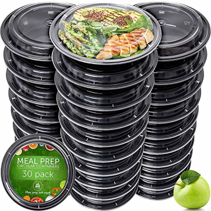 Meal Prep Containers - Reusable Plastic Containers with Lids - Disposable Food Containers Meal Prep Bowls - Plastic Food Storage Containers with Lids - Lunch Containers by Prep Naturals (30 Pack)