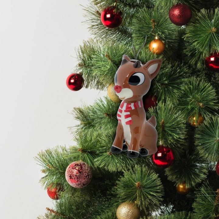 Rudolph the Red-Nosed Reindeer Decoupage Christmas Tree Ornament
