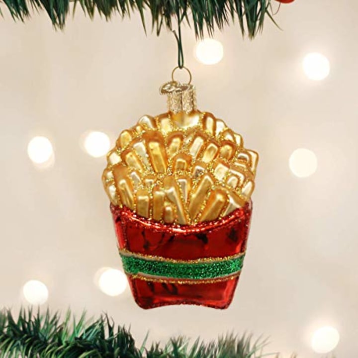 Old World Christmas Ornaments: Ballpark Foods Glass Blown Ornaments for Christmas Tree, French Fries