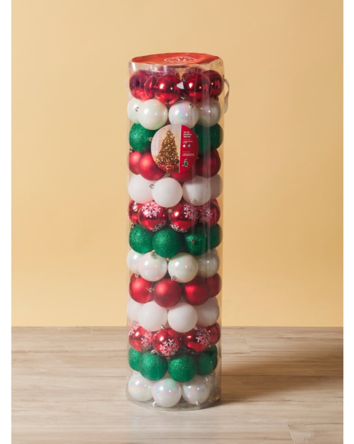 100pc 3in Shatterproof Ball Ornament Set