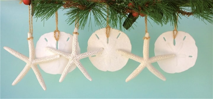 Beach Christmas Ornaments, Set of 6, Seashell Ornaments, Coastal, Beach Christmas Decor, Beach Decor, Natural Starfish and Sand Dollars Xmas