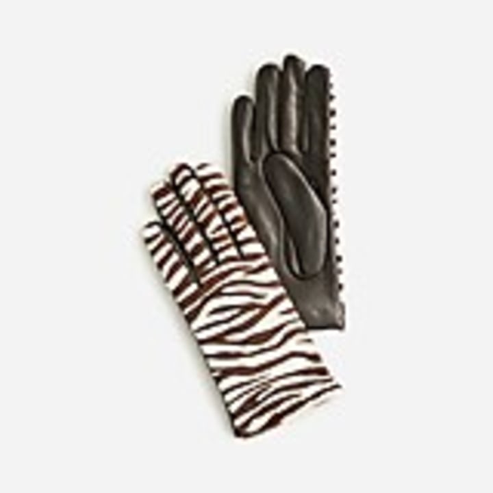 Touch-screen gloves in calf hair and Italian leather