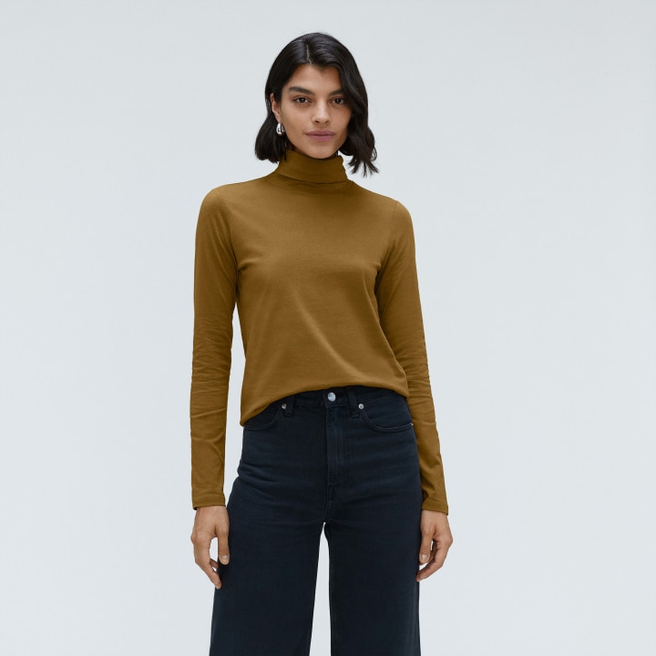 Women&#039;s Organic Cotton Turtleneck Sweater by Everlane in Tapenade, Size XXS