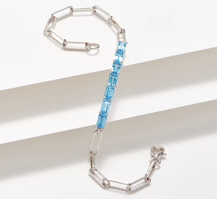 Gemstone Paper Clip Link Bracelet