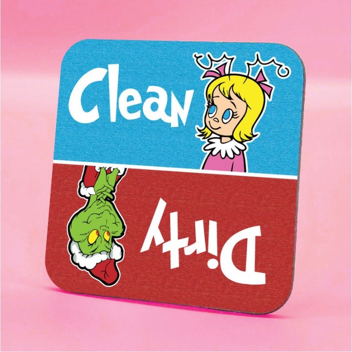 The Grinch Cindy Lou Dirty Clean Dishwasher Magnet, The Grinch Christmas Holiday Home Decor, Holiday Grinch Kitchen Decor, Grinch Dishwasher