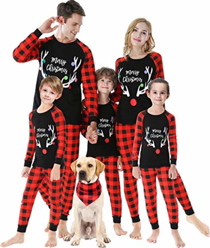 shelry Matching Family Pajamas Xmas Deer Handmade Pjs Christmas Jammies Sleepwear Women M