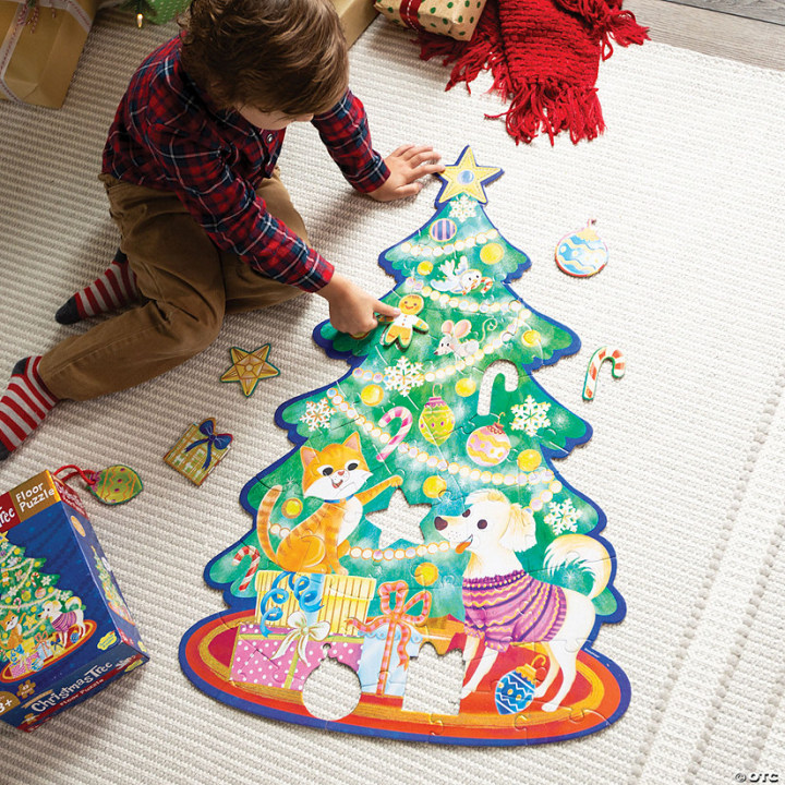 Peaceable Kingdom Shimmery Christmas Tree Floor Puzzle