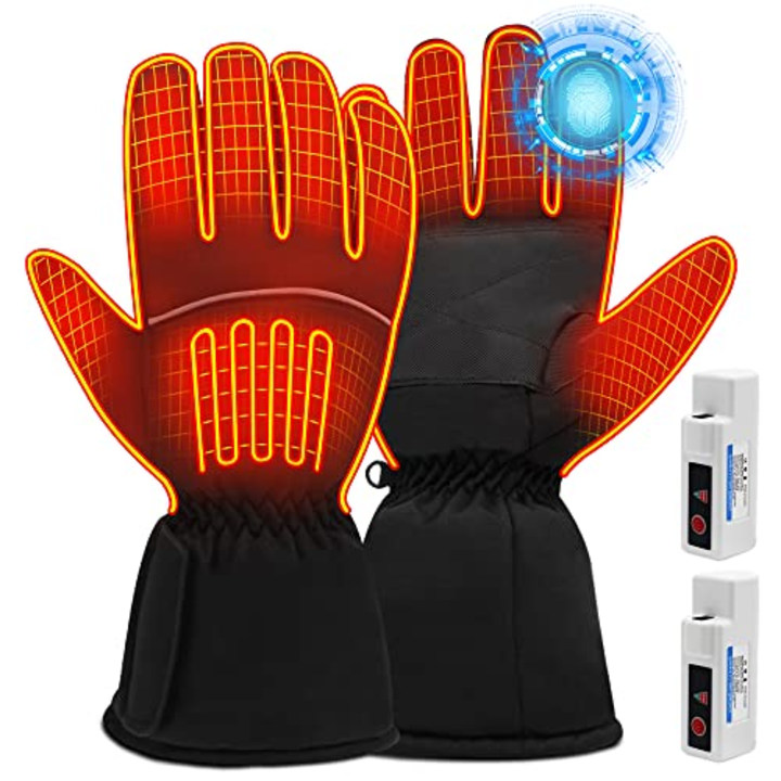 Battery Gloves Electric Heated Gloves for Women Men,Touchscreen Texting Water-resistant Thermal Gloves,Battery Powered Electric Heated Ski Bike Motorcycle Warm Gloves Hand Warmers,Winter Thermo Gloves