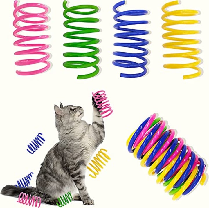 AGYM Cat Spring Toys, 30 Pack Cat Spiral Springs for Indoor Cats, Colorful &amp; Durable Plastic Spring Coils Attract Cats to Swat, Bite, Hunt, Interactive Toys for Cats and Kittens