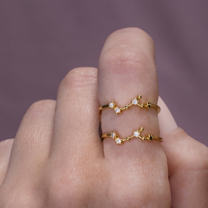 Zodiac Constellation Ring Cubic Zirconia Dainty Rings Birthday Gifts Christmas Personalized Gifts For Mom Her Astrology Horoscope Rings
