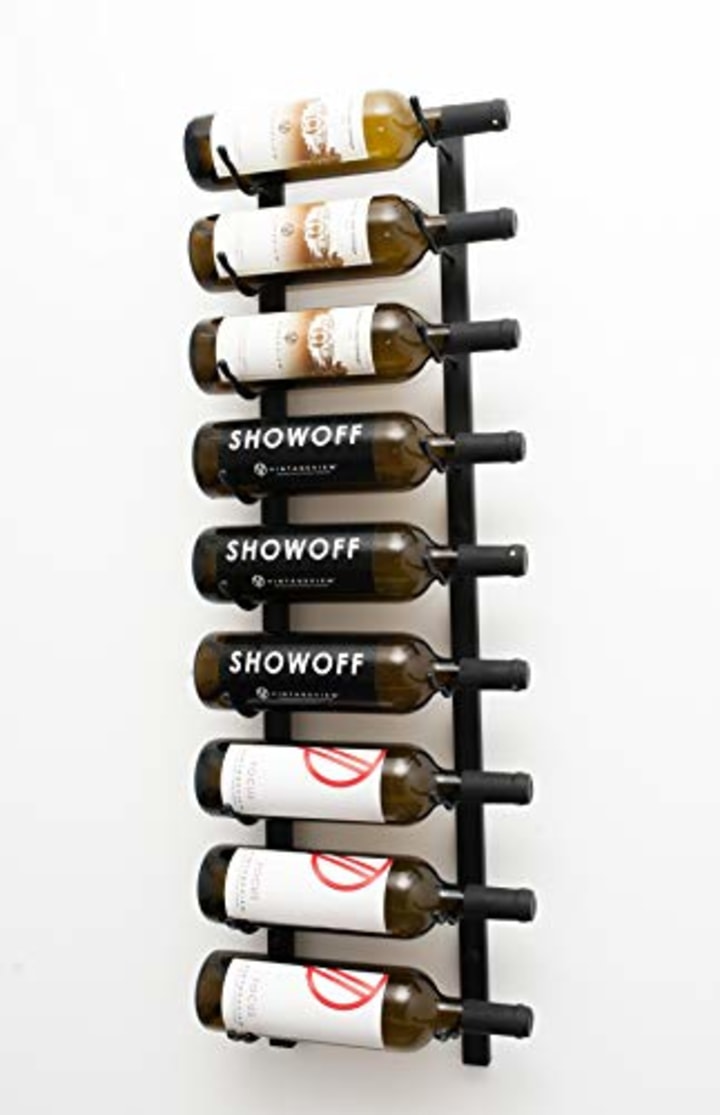 VintageView W Series (3 Ft) - 9 Bottle Wall Mounted Wine Rack (Satin Black) Stylish Modern Wine Storage with Label Forward Design