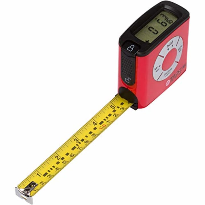 eTape16 Digital Electronic Tape Measure - For Accurate Measuring - Time-Saving Construction Tool - Red Polycarbonate Plastic- 3 Memory Functions - 16 Feet
