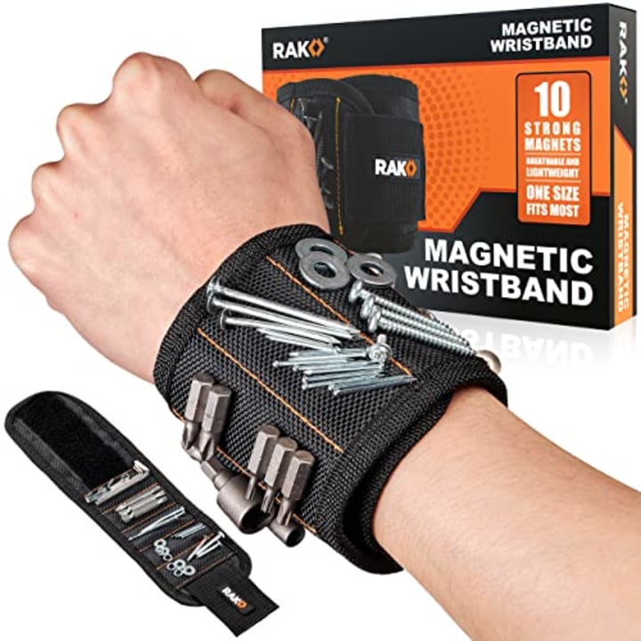 RAK Magnetic Wristband for Holding Screws - Christmas Gifts for Men Who have Everything - Wrist Magnet Tool or Screw Holder for Handyman, Tech Geek, Mechanic, Electrician, Robotics