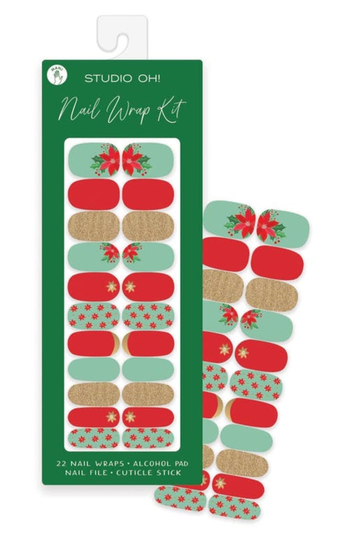 Studio OH! Poinsettia Mani Nail Wrap Set at Nordstrom