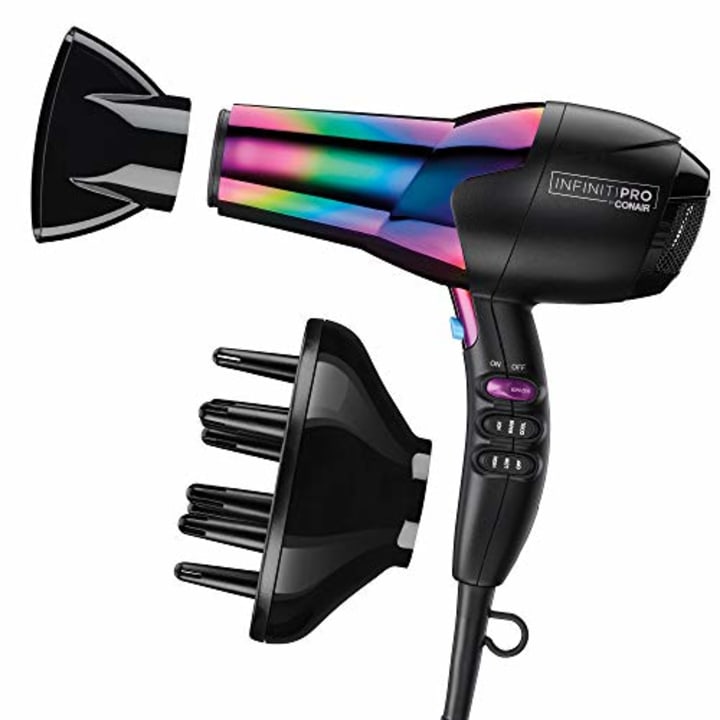 INFINITIPRO BY CONAIR Hair Dryer, 1875W Ion Choice Hair Dryer - Turn Ions ON for Smooth, Shiny Hair and OFF for More Fullness and Volume