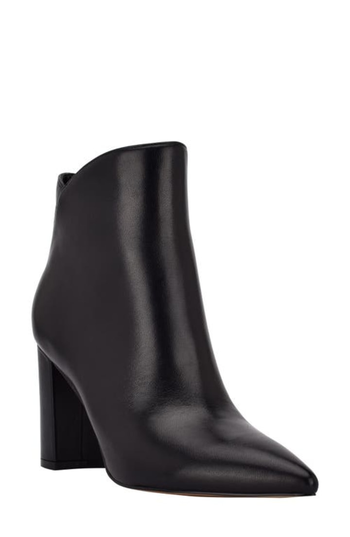 Marc Fisher LTD Urmi Pointed Toe Bootie in Black Leather at Nordstrom, Size 9.5