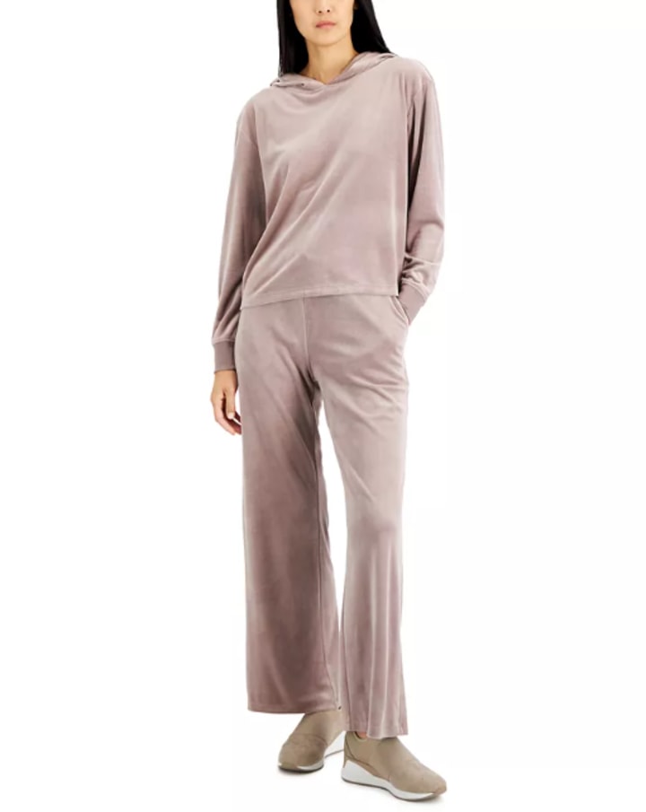 Long Sleeve Hooded Velour Pajama Set