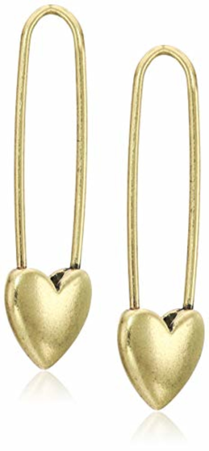 Lucky Brand Heart Safety Pin Earrings