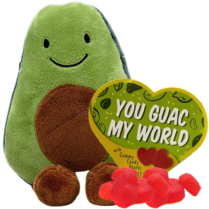 Avacado Plush with Gummy Heart Box