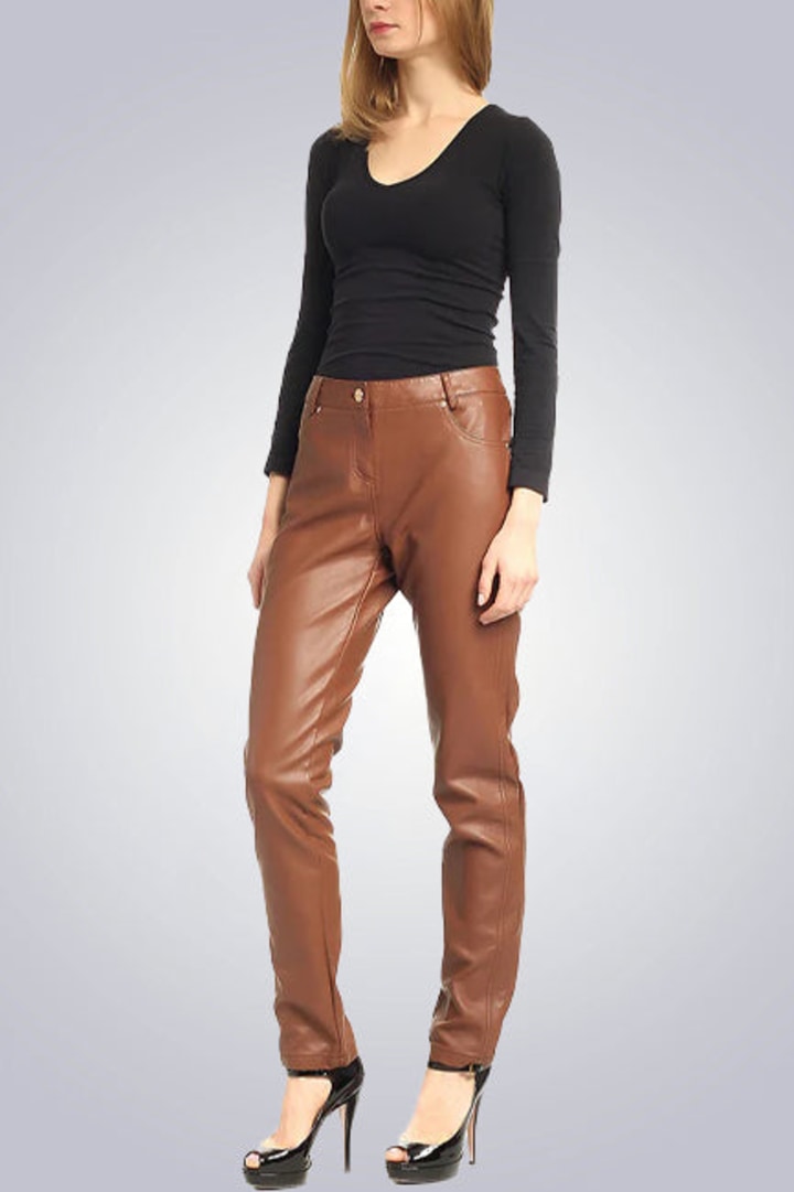 Classic Tan Leather Jeans