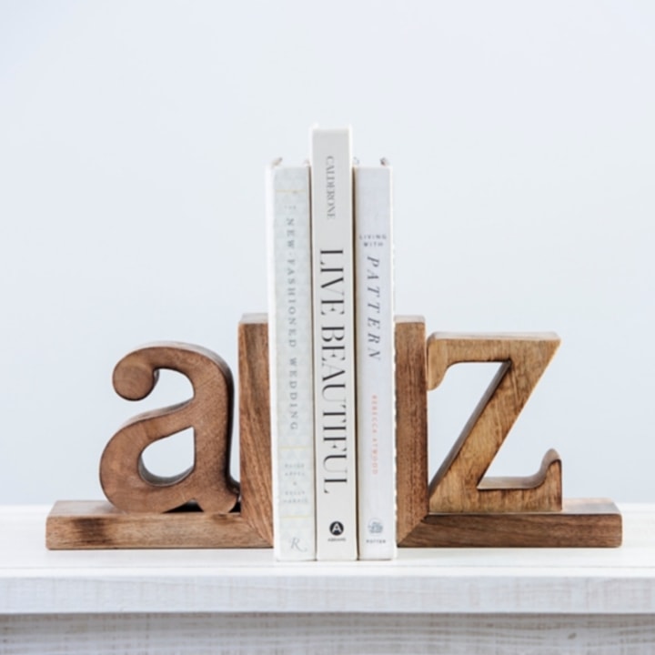 Mango Wood 2-pc. A and Z Bookends