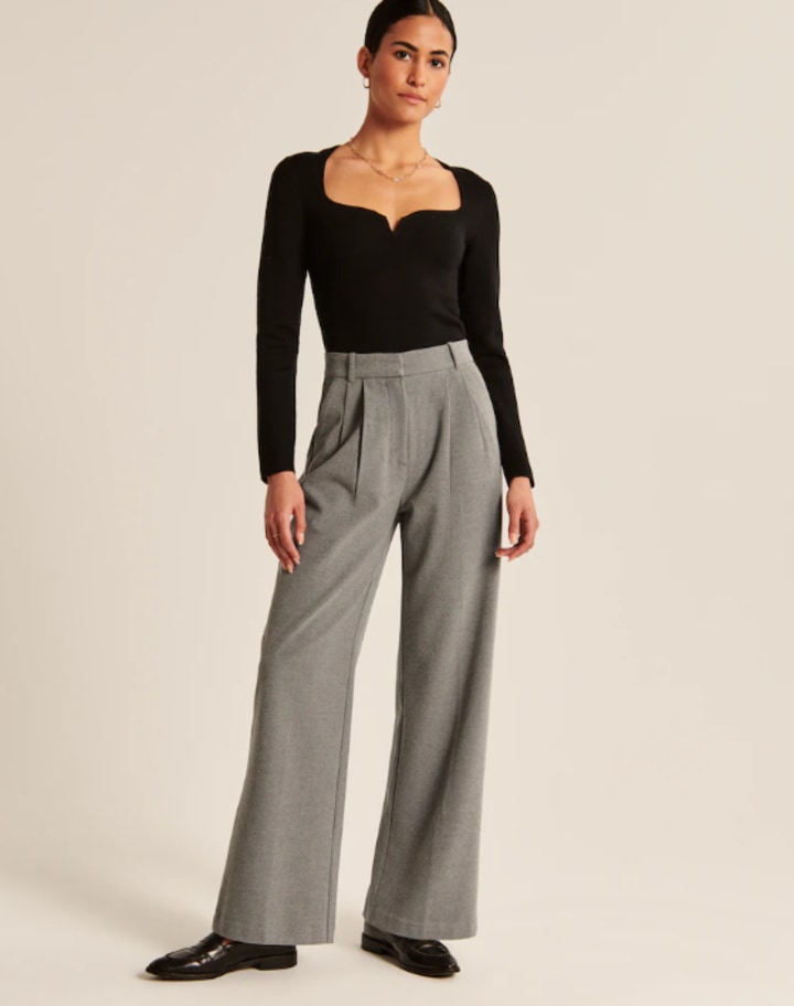 Tailored Brushed Suiting Wide Leg Pants
