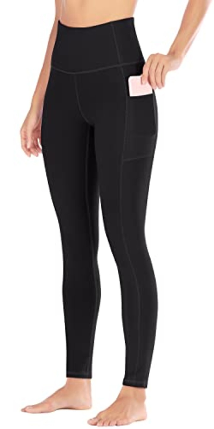 Ewedoos Women&#039;s Yoga Pants with Pockets - Leggings with Pockets, High Waist Tummy Control Non See-Through Workout Pants Black