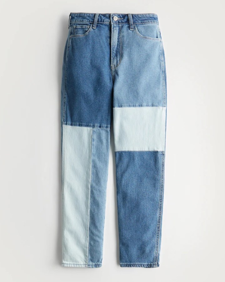 Ultra High-Rise Patchwork Mom Jeans