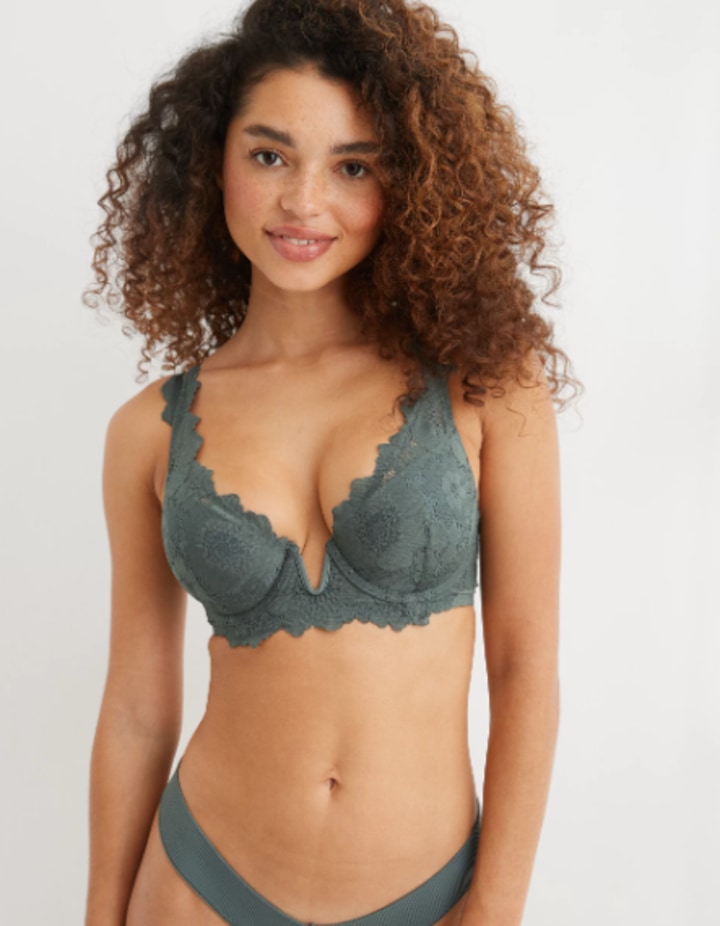 Real Power Plunge Push-Up Poppy Lace Bra