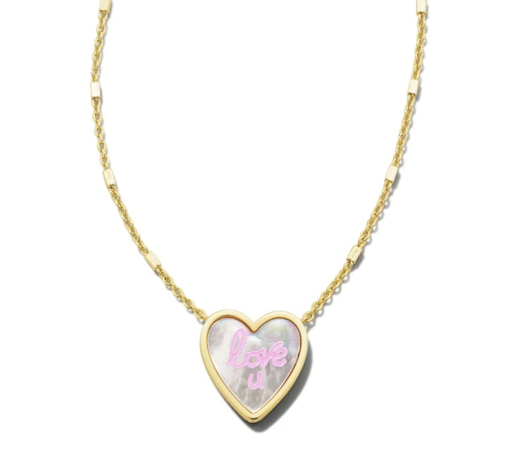 Love U Gold Pendant Necklace in Ivory Mother-of-Pearl