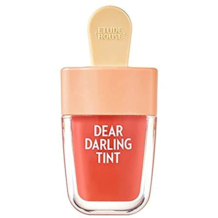 ETUDE HOUSE Dear Darling Water Gel Tint Ice Cream (OR205 Apricot Red) | Vivid High-Color Lip Tint with Minerals and Vitamins from Soap Berry Extract to Moisture Your Lips