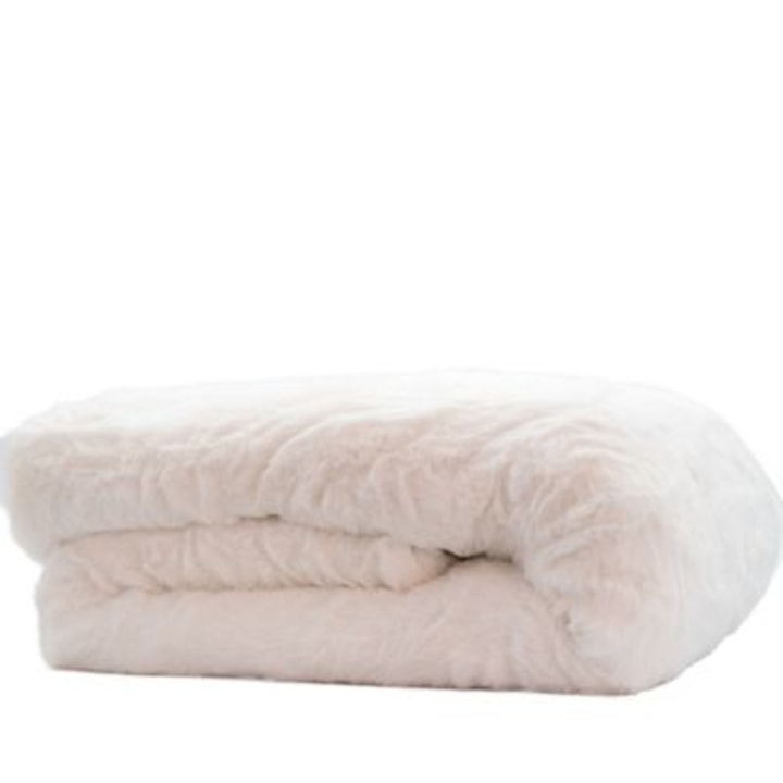 Therapedic Faux Fur 20 Oz. Weighted Blanket In Ivory