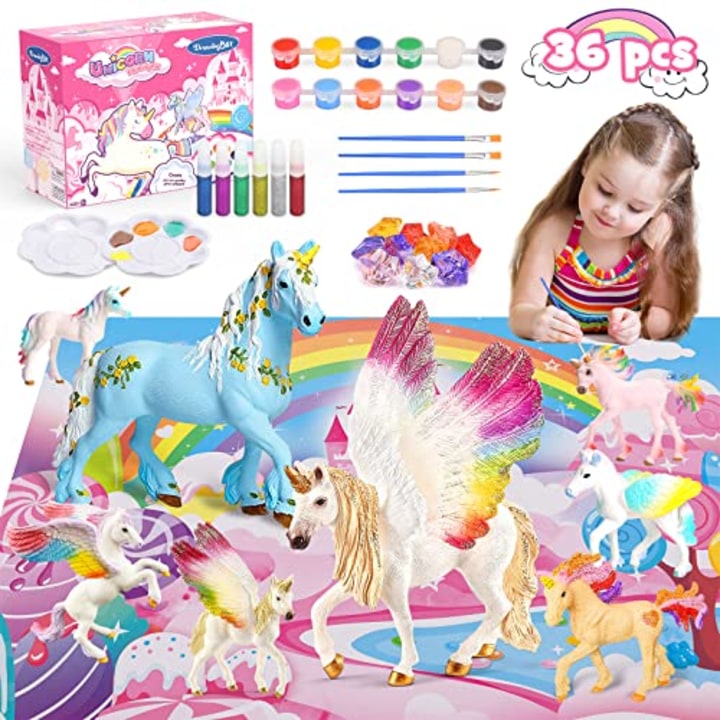 SYOKZEY Arts and Crafts Painting Kits, Unicorn Toys for 3-10 Year Old Girls Boys, Painting Set Handmade Toys Arts and Crafts Easter Gifts Halloween Christmas Stocking Stuffers (Unicorn Painting)