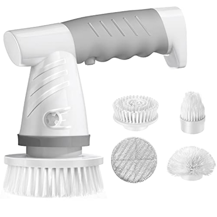 IEZFIX Electric Spin Scrubber, Bathroom Scrubber Rechargeable Shower Scrubber for Cleaning Tub/Tile/Floor/Sink/Window?Power Scrubber Cordless with 4 Replaceable Cleaning Brush Heads
